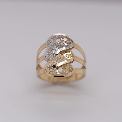 Lillian Vassago prsten s krouceným motivem v kombinovaném zlatě LLV07 GR003