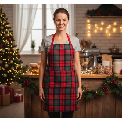 Homla Vánoční kuchyňská zástěra TARTAN kostkovaná 60x80 cm 944837