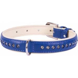 COLLAR Кожен нашийник Brilliance - 21 - 27см, 15мм - синьо