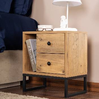 ASIR GROUP Нощно шкафче GLIMMER 50x45, 2 см бор атлантик/черен (AS2078)