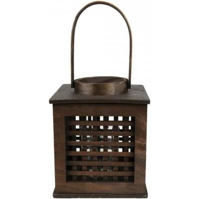 Hnědá dřevěná závěsná lucerna Bamboo – 17x17x20 cm