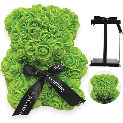 Medvídek z růží 25cm dárkově balený - zelený