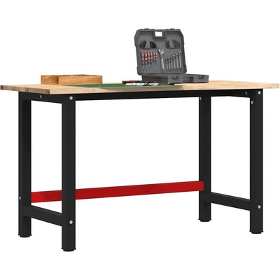 vidaXL Работна маса, 140x60x81, 5 см, масивна дървесина дъб (3309675)