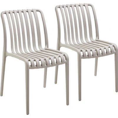 tectake 406043 zahradní židle alcudia, odolné proti povětrnostním vlivům, stohovatelné - taupe,sada 2 kusů