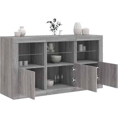 vidaXL 11461.3209063 příborník s LED osvětlením šedý sonoma 123 x 37 x 67 cm