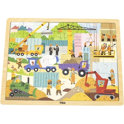 Viga Toys Детски пъзел Viga - Строителна техника, 48 части (44585)