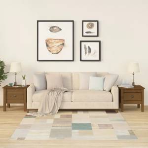 vidaXL Странични масички 2 бр меденокафяви 40x40x39 см бор масив (813791)
