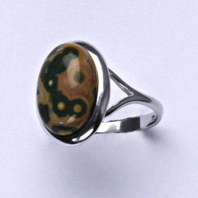 Čištín Zlatý prsten bílé i žluté zlato přírodní kámen jaspis obrázkový T 1454