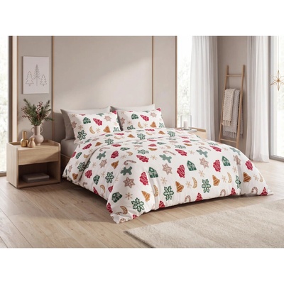 Textilomanie flanel obliečky HOLLY biele 2x70x90 200x220