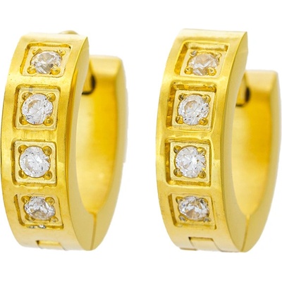 BRUNOshop.cz Náušnice kroužky s kamínky gold S4411