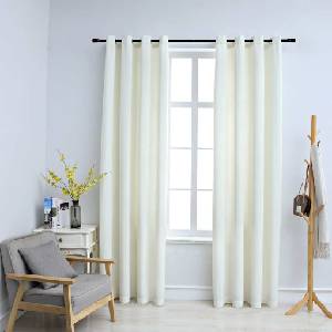 Pure Line Home Кадифени завеси в цвят кремав с метални халки, 2 бр. , 140 x 245 см