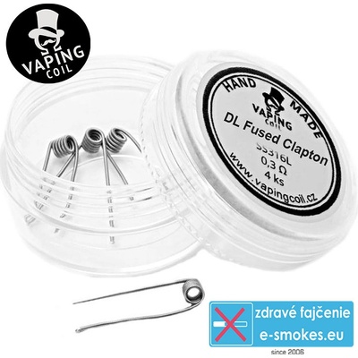 VapingCoil predmotané špirálky DL Fused Clapton SS316 0,3ohm 4ks