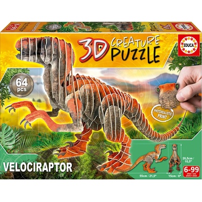 Educa 3D пъзел Educa от 64 части - Велоцираптори (EDU19382)