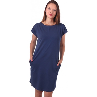 Dámské šaty s kapsami Zoe volný střih jeans modré