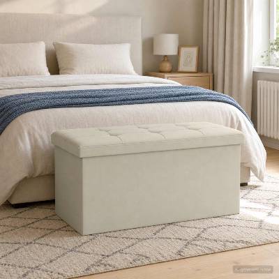 vidaXL Сгъваема пейка за съхранение Бяло 180 кг 80 Л 77 x 38 x 38 см (42045231)
