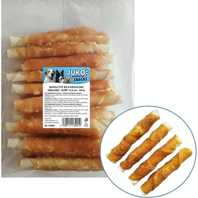 JUKO Snacks Tyč byvolia biela obalená kuracím mäsom 12,5 cm 20 ks