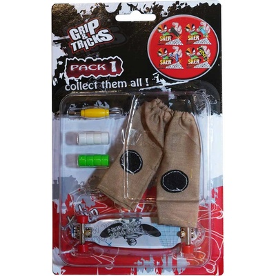 Grip & Tricks Комплект играчка за пръсти long board, сив, с надписи (gt-f-lbp-ivory)