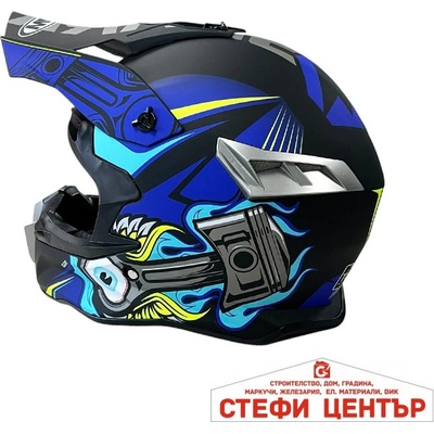 Paolo Мотокрос каска 188 - размер XL - Matt Black/Blue (721390)