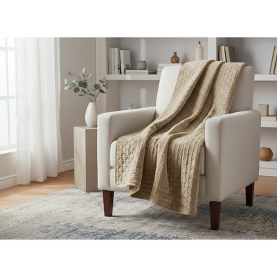 Mybesthome přehoz na křeslo DITA tmavě béžová 70 x 160 cm