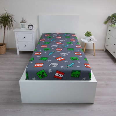 Jerry Fabrics prostěradlo Minecraft šedé 90x200