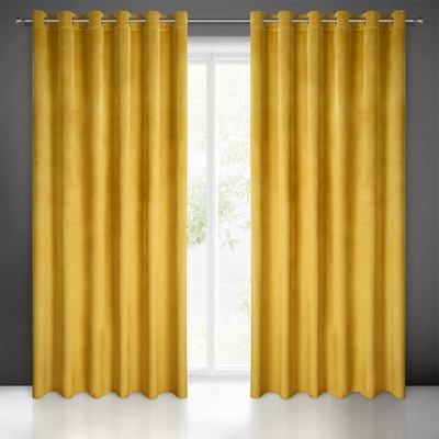 Dekorační velvet závěs s kroužky MELANI mustard/hořčicová 215x250 cm (cena za 1 kus) MyBestHome