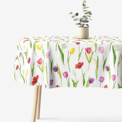 Goldea oválný teflonový ubrus barevné tulipány 120x160 cm