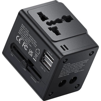 Mcdodo World Travel Adapter 2.1A Fast Charging (CP-4120) - захранване с 2xUSB-A изхода и преходници за цял свят в едно устройство за мобилни устройства (черен)
