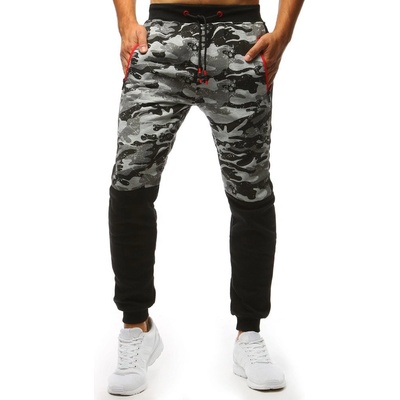 Dstreet pánské tepláky camo světle šedá ux3493