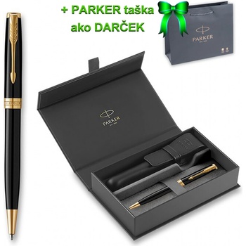 Parker 1502/5295497 Sonnet Black GT guľôčkové pero darčeková súprava s koženým puzdrom