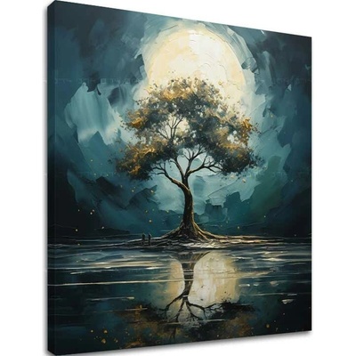 Moderný nástenný dekor Strom mesačnej noci - PREMIUM ART - 60x60 cm