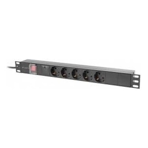 Lanberg Rack PDU Power Strip 19 LANBERG 1U 16A 5X 230V SCHUKO 2M Black