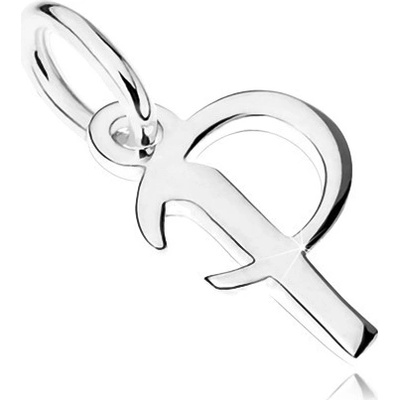 Šperky eshop Stříbrný přívěsek 925 tiskací písmeno P s hladkým plochým povrchem SP56.02