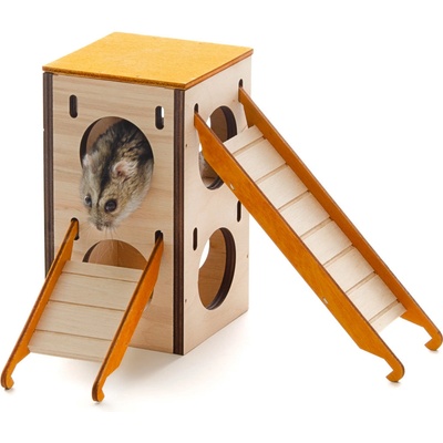 JK ANIMALS drevený domček Veža s rebríkmi pre škrečky 8 x 7,5 x 14 cm
