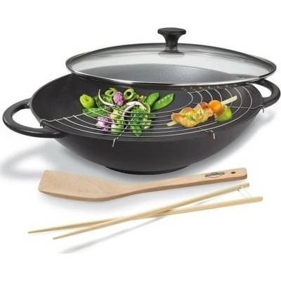 Küchenprofi Provence Set Wok s poklicí černá 36 cm