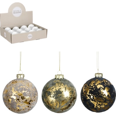 Mica decorations Sklenená guľa sada 3ks mix farieb zelená sivá modrá