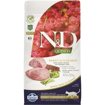 Farmina N&D Quinoa Weight Management Lamb Broccoli - с киноа за котки над една година, за контрол на теглото с агнешко, броколи и аспержи 1.5kg