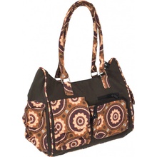 Sanu Babu bavlněná kabelka s potiskem mandal na zip 34x17x27cm + 25cm ucha Hnědá