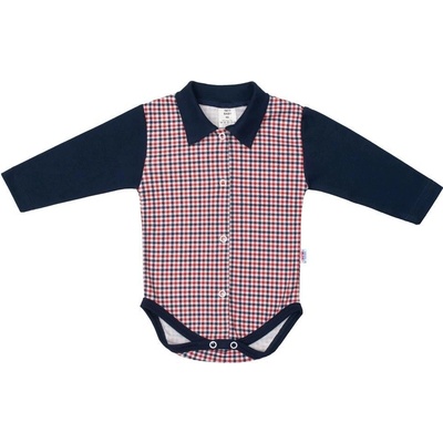 NEW BABY Dojčenské celorozopínacie Polo body New Baby Checkered modré