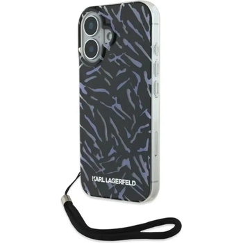 KARL LAGERFELD Калъф Karl Lagerfeld Zebra With Cord iPhone 16 Plus - лилав (3666339320331)