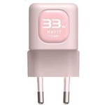 Havit Захранване за ел. мрежа с USB-A и USB-C изходи и технология за бързо зареждане - Havit Dual Wall Charger 33W (розов) (UC230EU)