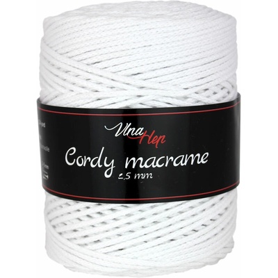 Vlna - Hep Cordy macrame 2,5 mm 8002 bílá