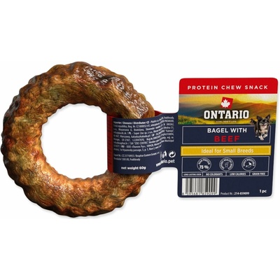 Ontario Protein žvýkací bagel s hovězím 1ks 8,9cm