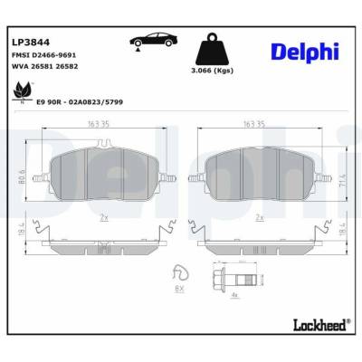 Sada brzdových platničiek kotúčovej brzdy DELPHI LP3844