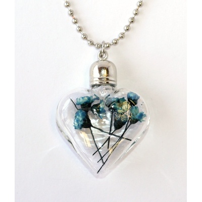 Fashion Jewerly Řetízek kvítka ve skleněném srdci 1168