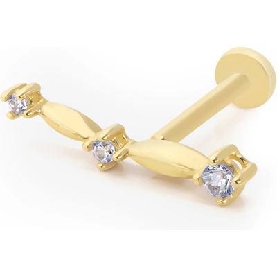Lillian Vassago Zlatý piercing labreta zdobená zirkony LLV92-GPI086LB