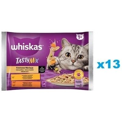 Whiskas Adult Creamy Variations s kuřecím a zeleninou, jehněčím a krůtím masem v omáčce 52 x 85 g