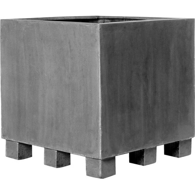 Pottery Pots květináč čtvercový Jumbo XXL feet šedý Natural Fiberstone 130 x 130 x 110 cm