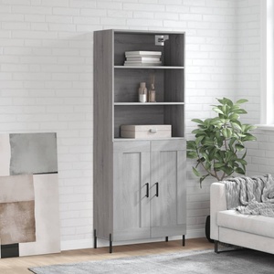 vidaXL Висок шкаф, сив сонома, 69, 5x34x180 см, инженерно дърво (3189971)