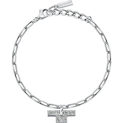 Trussardi Výrazný oceľový náramok so zirkónmi T-Logo TJAXC26