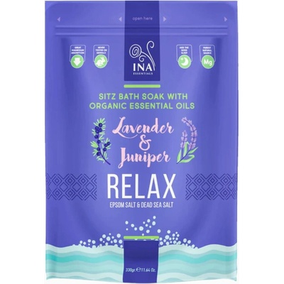 INA Essentials Relax koupelová sůl s levandulí a jalovcem odpočinek a uvolnění od stresu 330 g